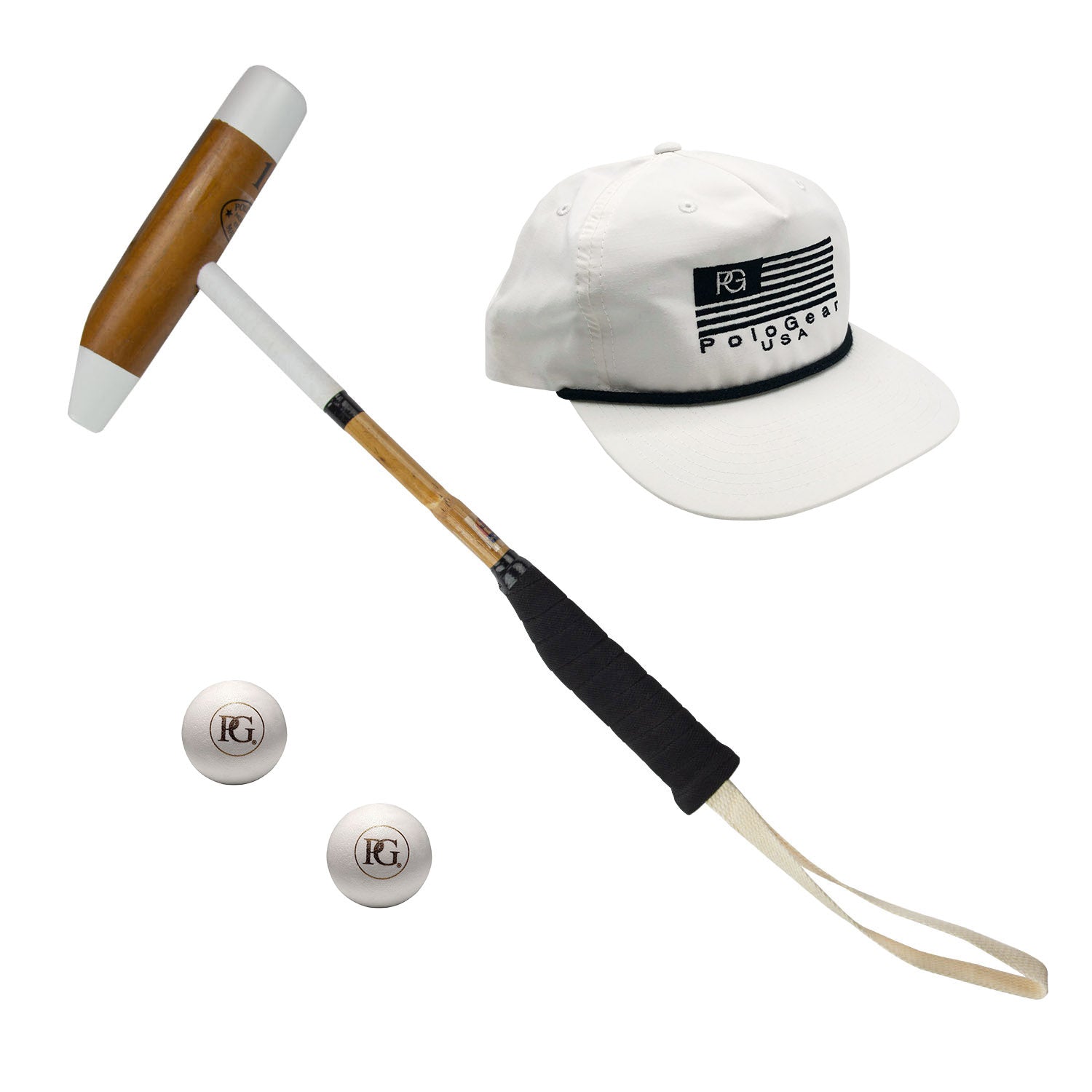 Polo Foot Mallet & 2 PG Match Polo Balls-Cap Bundle