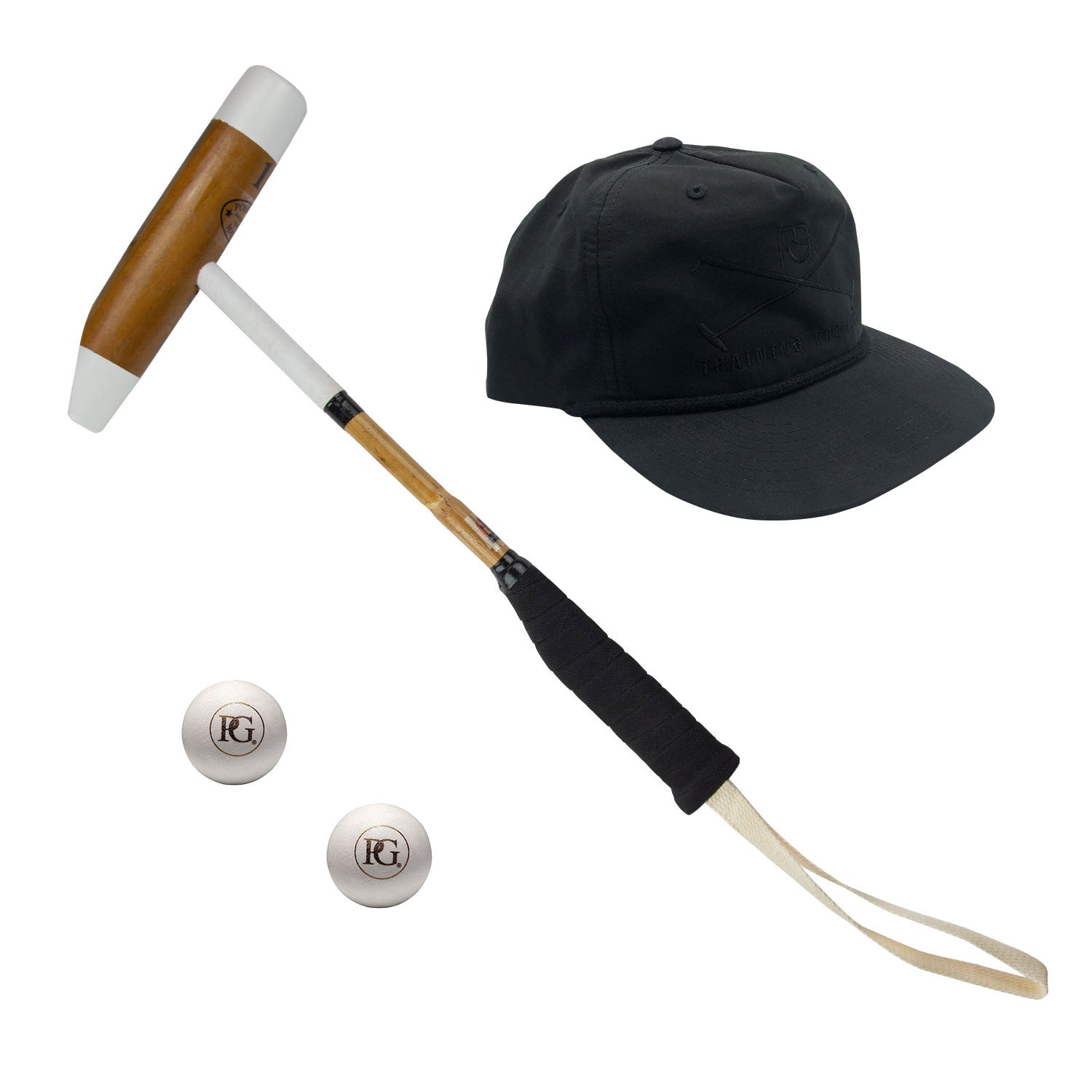 Polo Foot Mallet & 2 PG Match Polo Balls-Cap Bundle