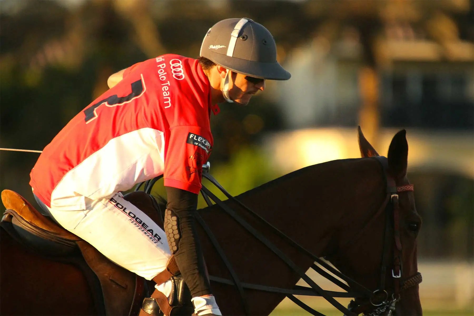 PoloGear Nic Roldan playing polo on a horse